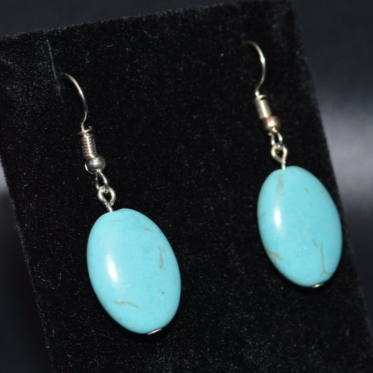 Large Resin Oval Earrings (Turquoise)