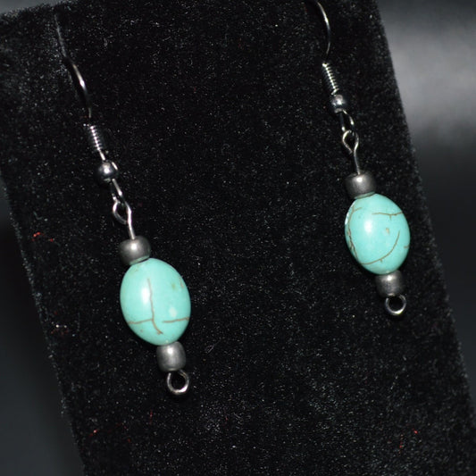 Marbled Turquoise Resin Oval Earrings