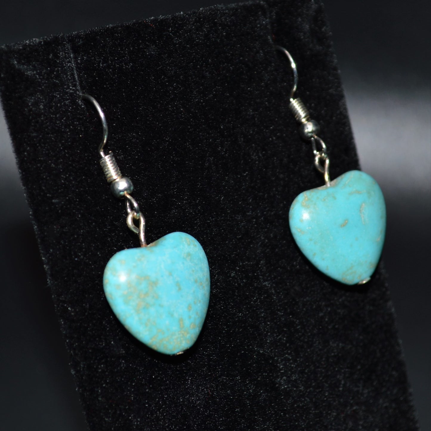 Large Turquoise Resin Heart Earrings