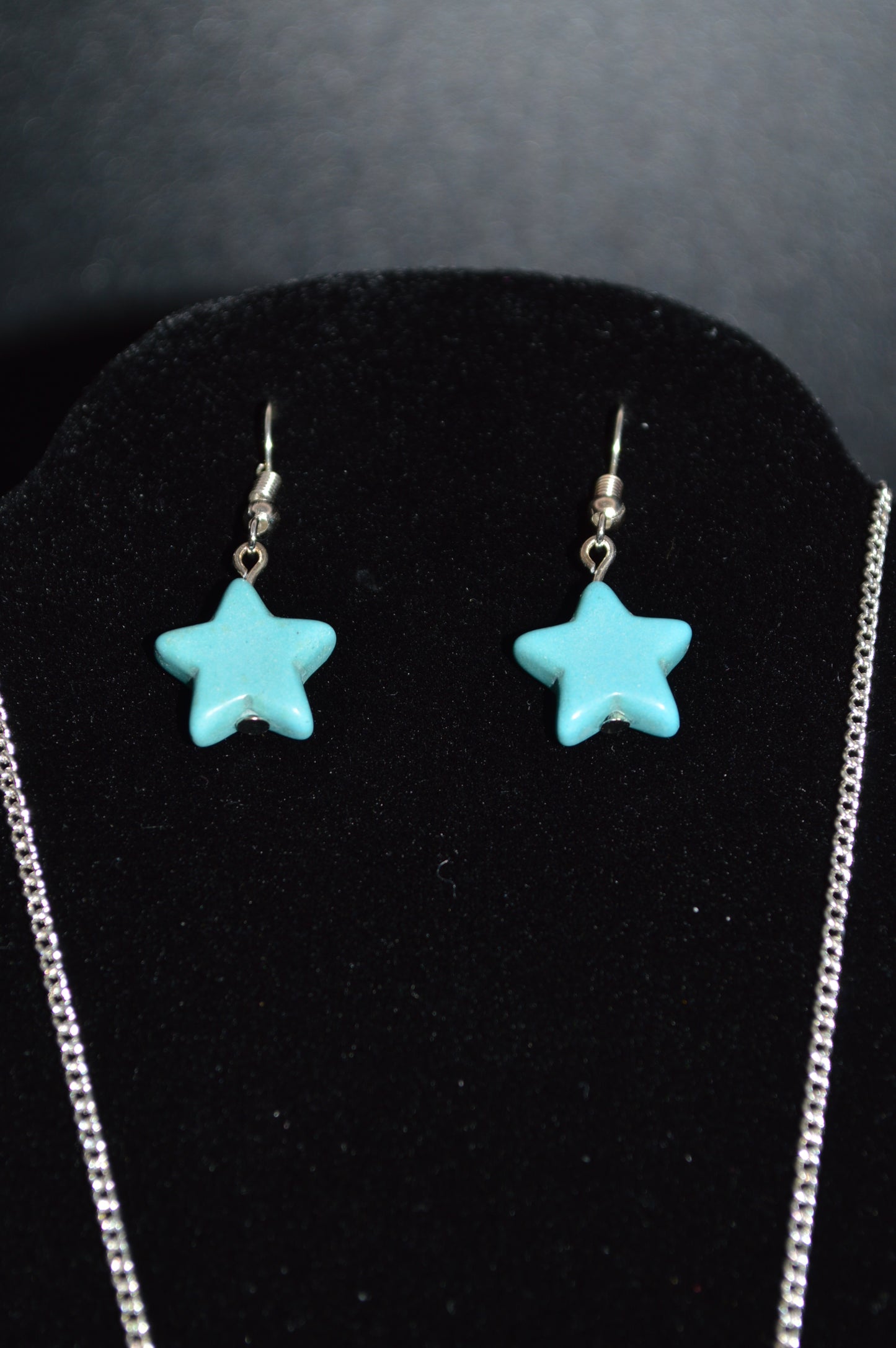Resin Star Pendant Necklace and Earring Set (Turquoise)