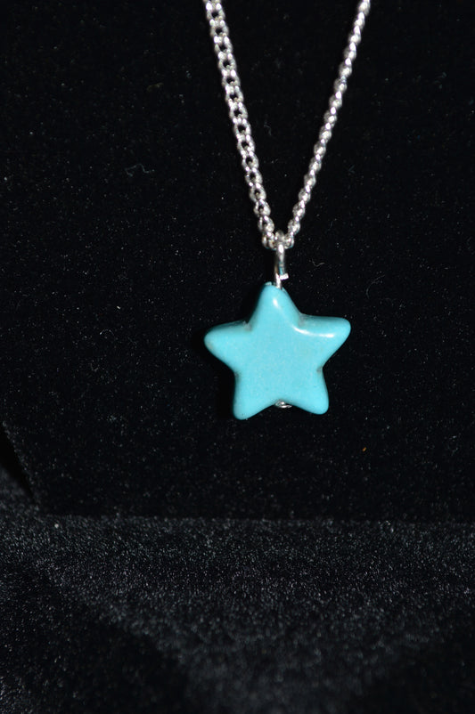 Resin Star Pendant Necklace and Earring Set (Turquoise)