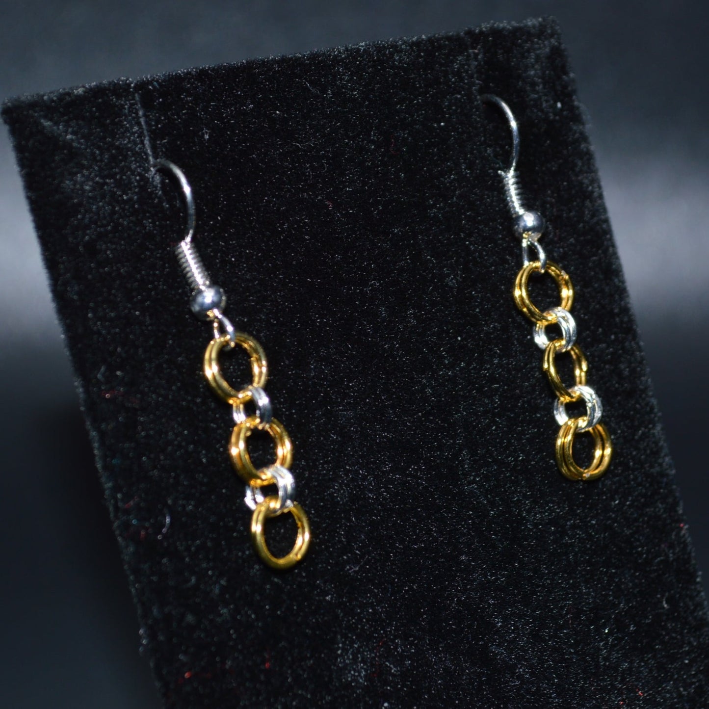 Gold Chainmail Earrings (Silver Hooks)