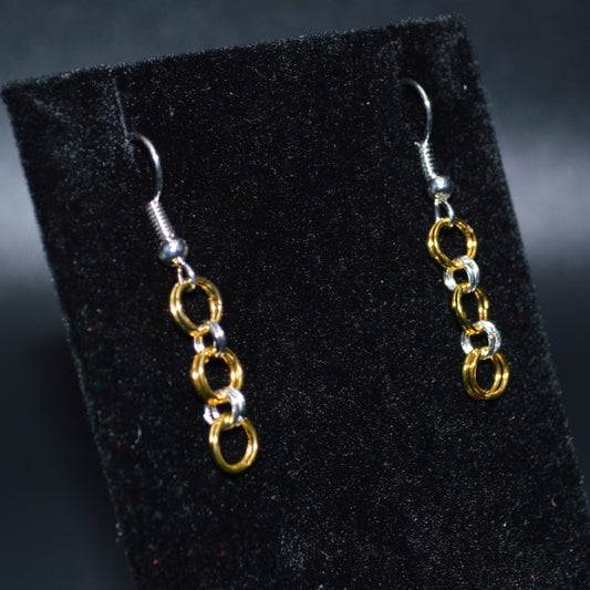 Gold Chainmail Earrings (Silver Hooks)