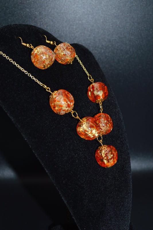 Ice Flake Resin Necklace and Earring Set (1 Drop)