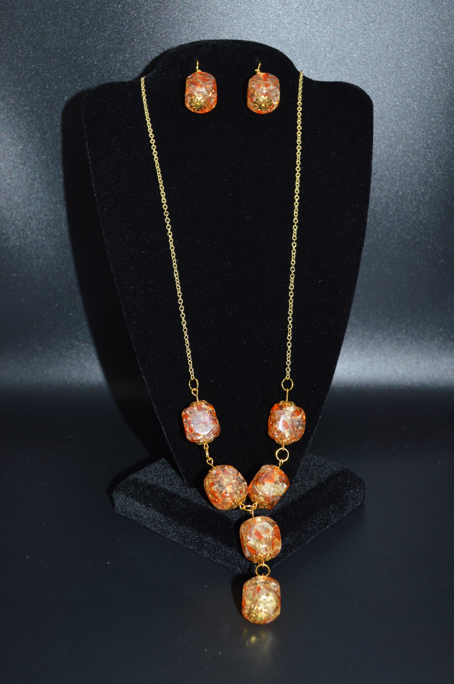 Ice Flake Resin Necklace and Earring Set (2 Drops)