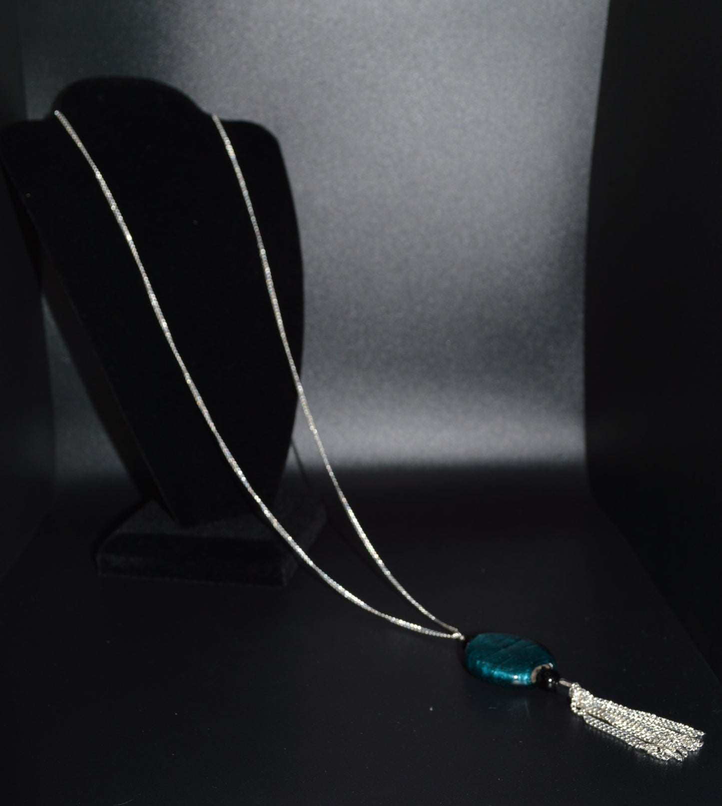 Lampworked Glass Pendant Necklace (Blue)