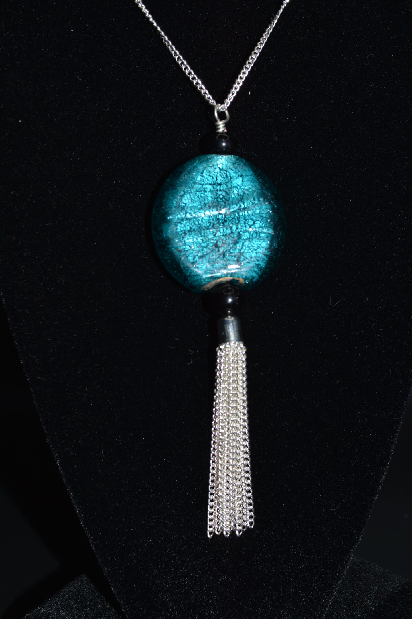 Lampworked Glass Pendant Necklace (Blue)