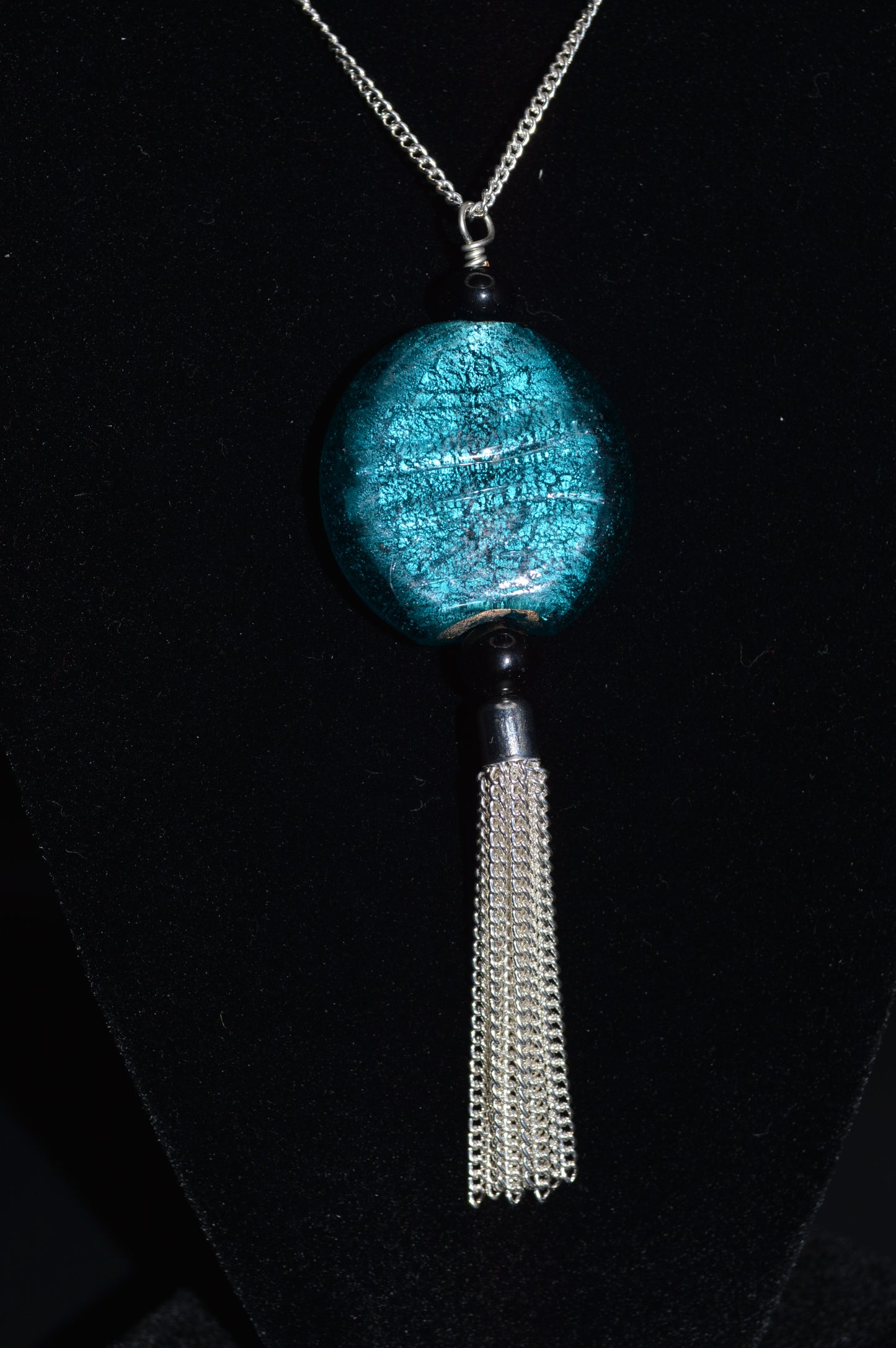 Lampworked Glass Pendant Necklace (Blue)