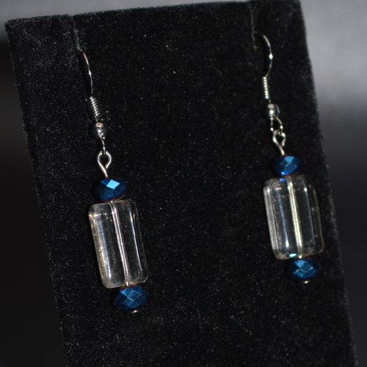 Tinted Glass and Crystal Beaded Earrings