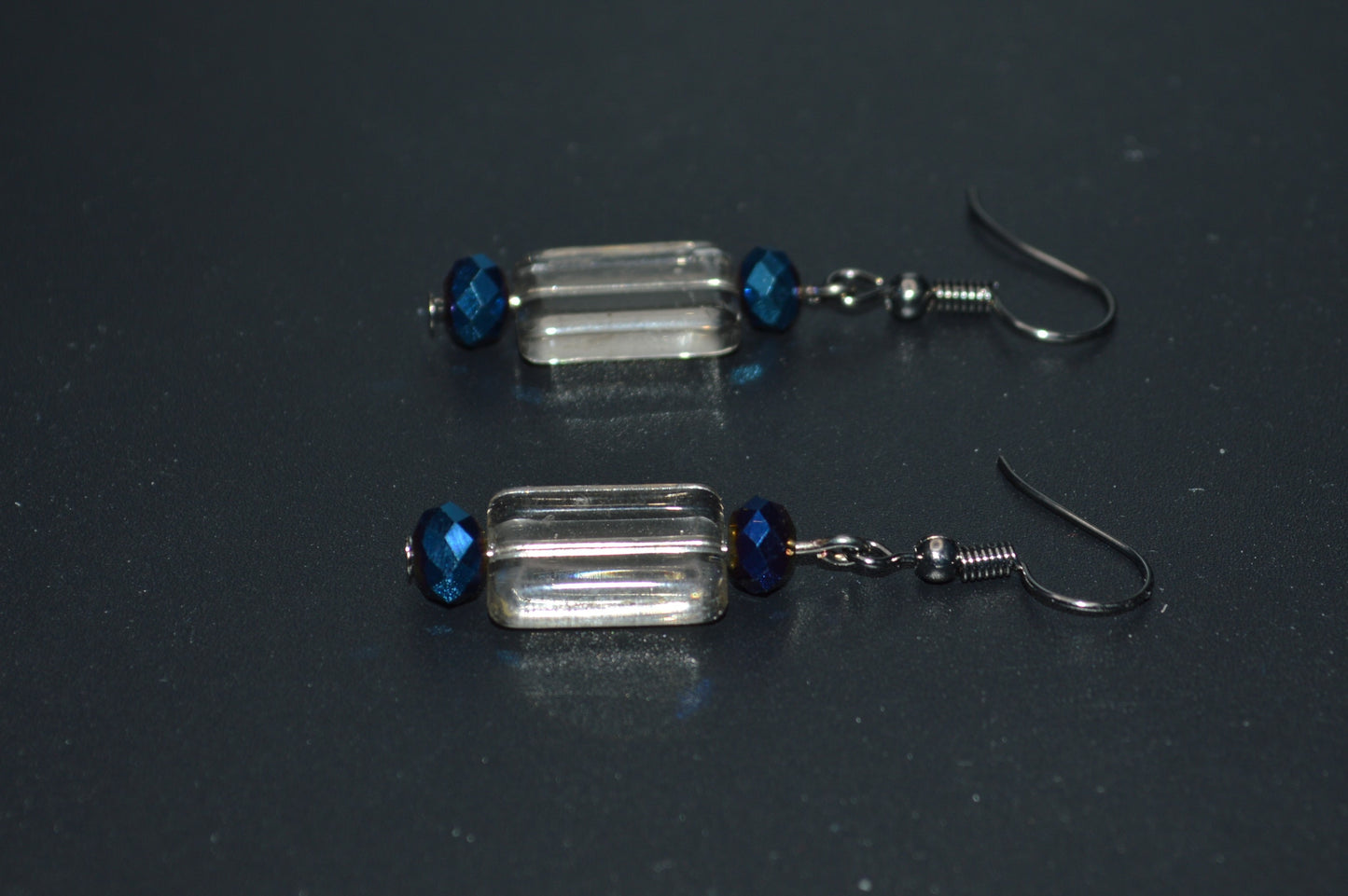 Tinted Glass and Crystal Beaded Earrings