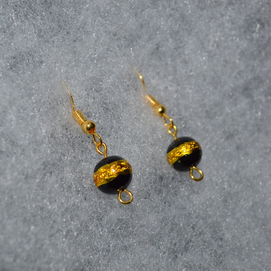 Black with a Gold Stripe Earrings (Single Bead)