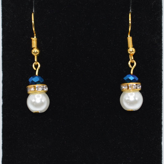 Royal Blue Crystals and Pearl Earrings