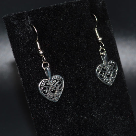 Antique Silver Heart Earrings