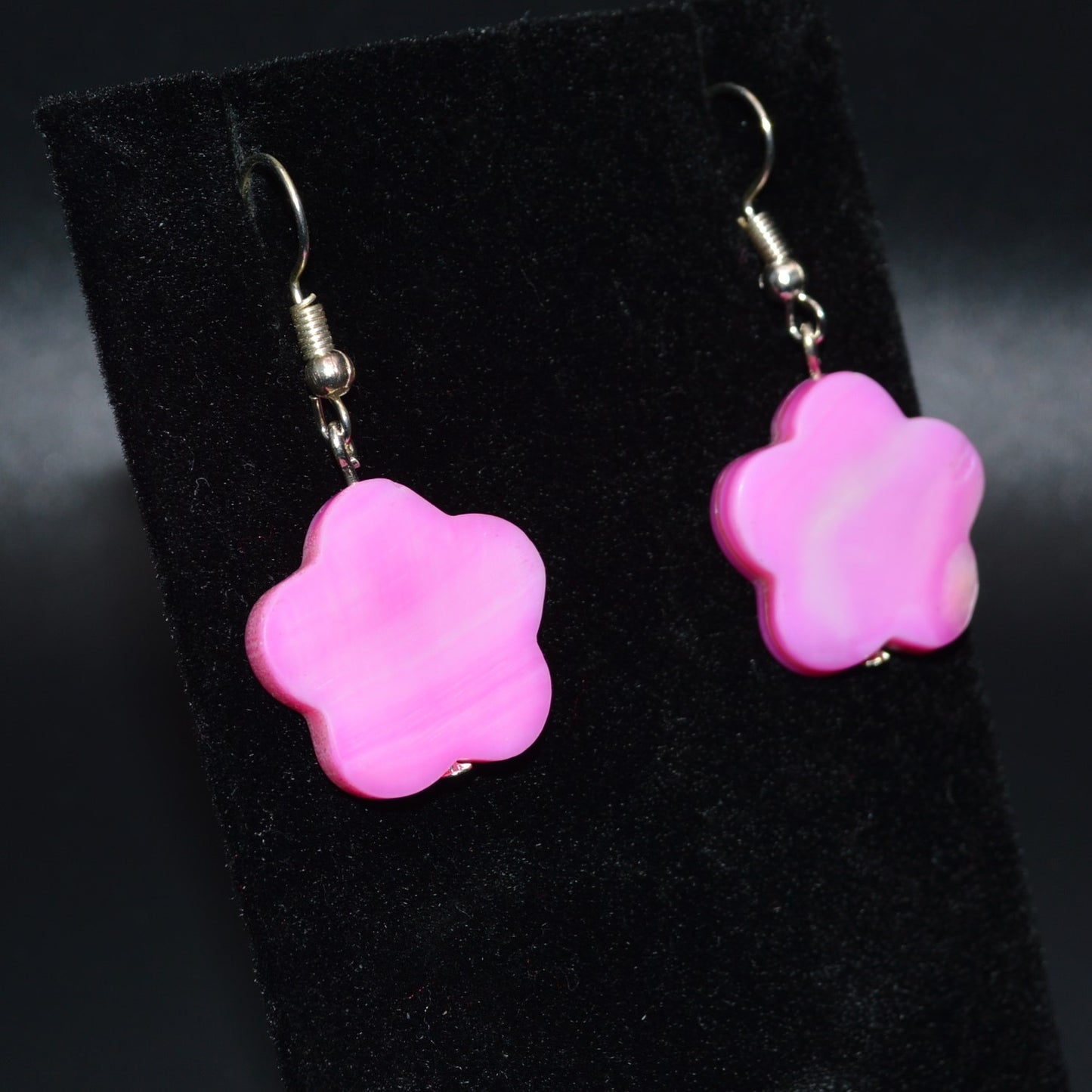 Pink Mother of Pearl Flower Earrings