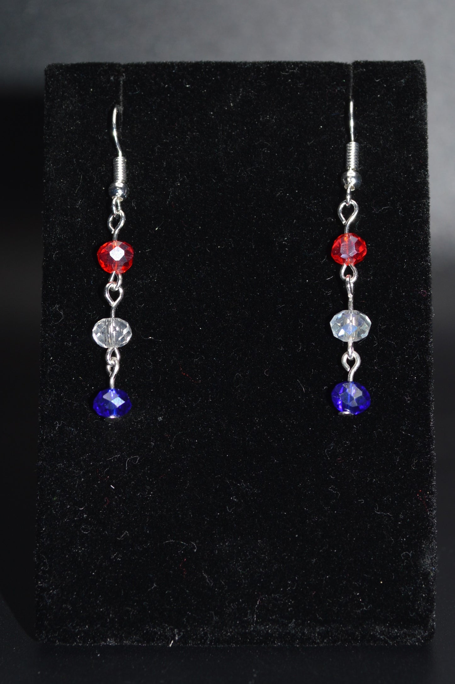 Red, White and Blue Crystal Earrings (Silver)