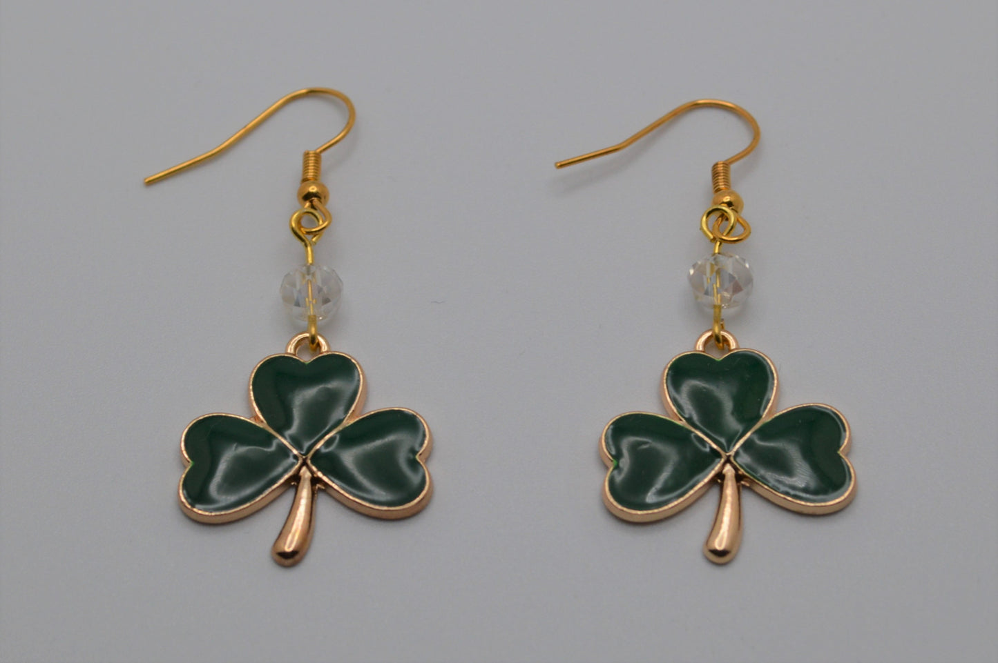 Evergreen Shamrock Earrings with Crystal Beads