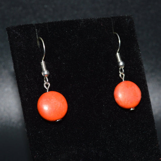 Resin Round Earrings (Orange)