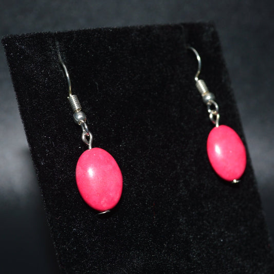 Resin Oval Earrings (Pink)