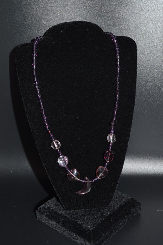 Purple Glass Necklace With Moon