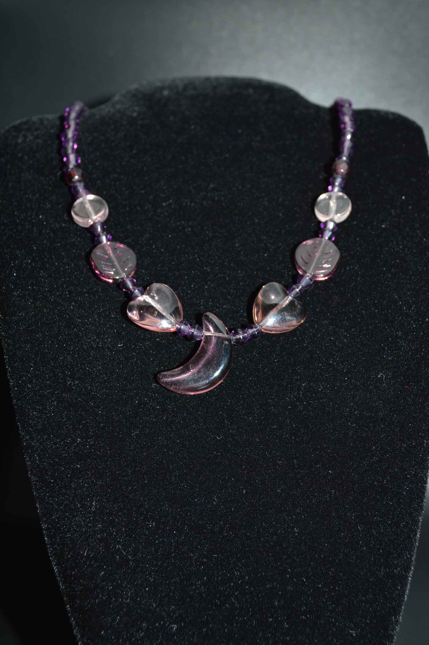 Purple Glass Necklace With Moon