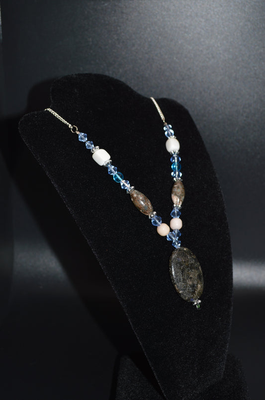 Glass and Stone Pendant Necklace