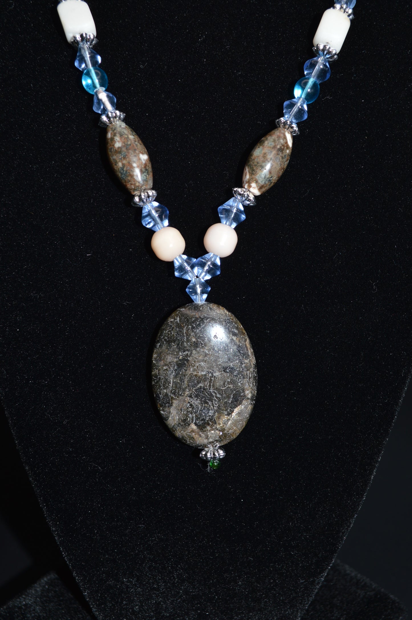 Glass and Stone Pendant Necklace