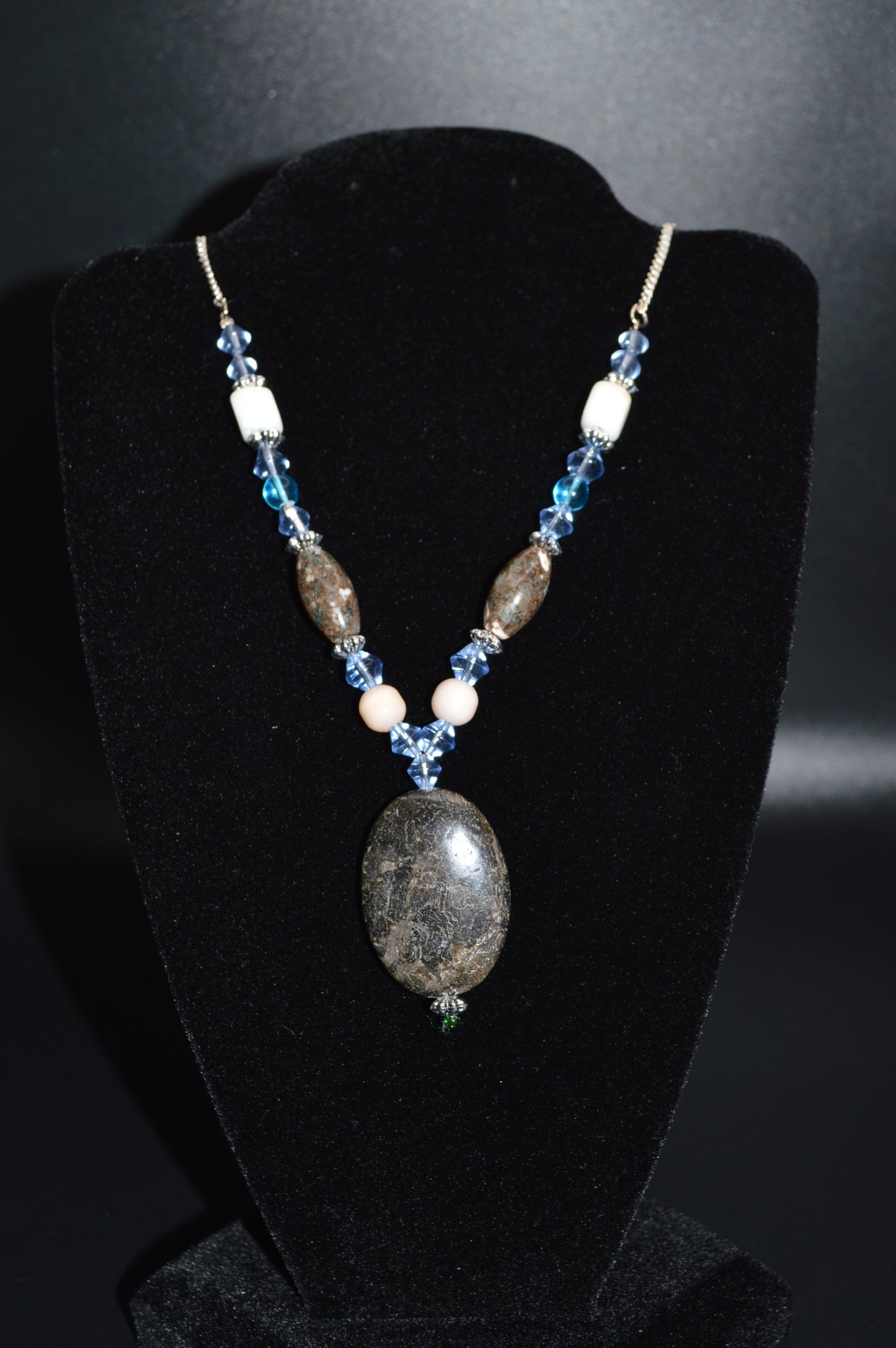 Glass and Stone Pendant Necklace