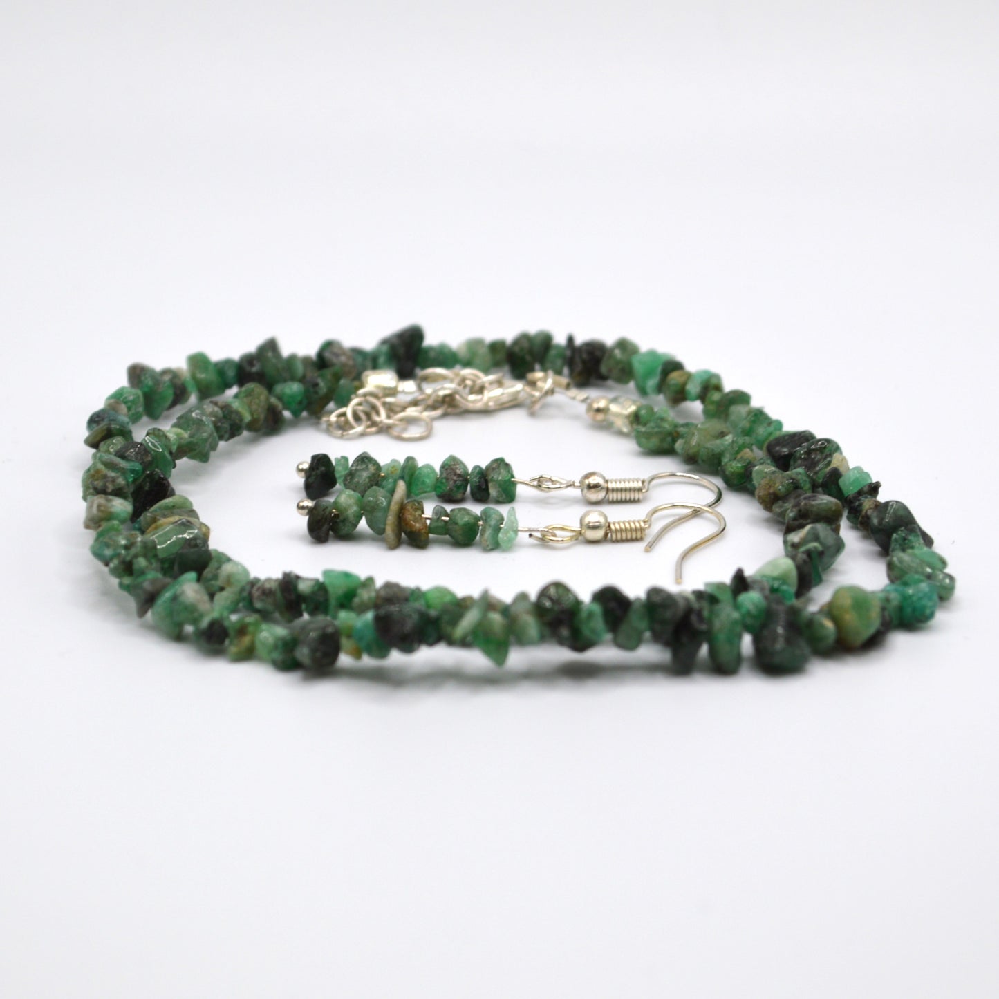 Emerald Chips Necklace and Earring Set (19.5 inch)