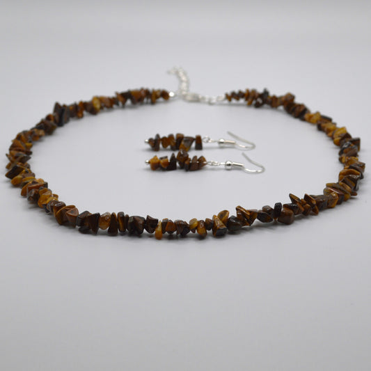Tigereye Chips Necklace and Earring Set