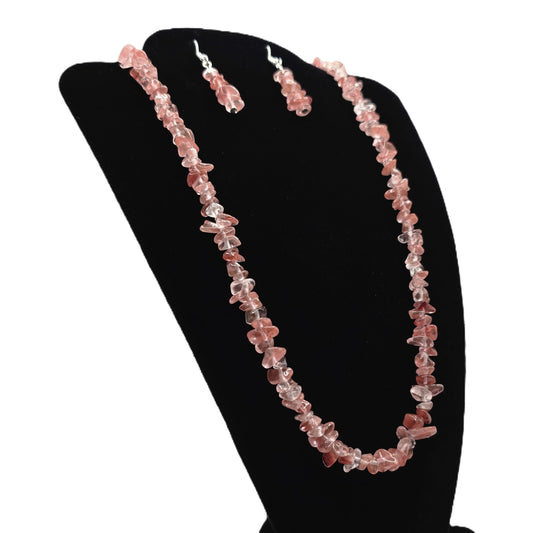 Cherry Blossom Chip Necklace and Earring Set