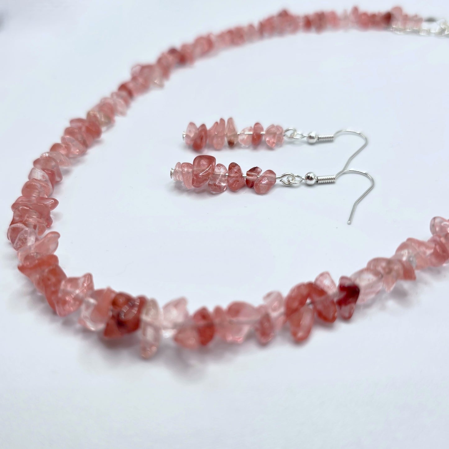 Cherry Blossom Chip Necklace and Earring Set