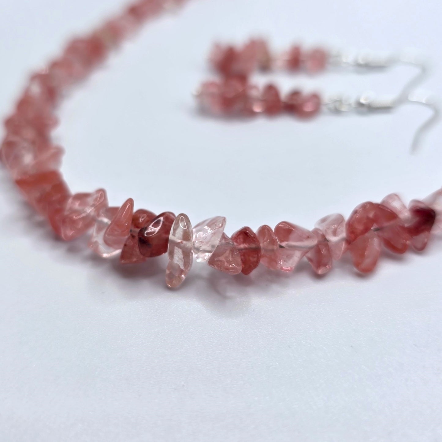 Cherry Blossom Chip Necklace and Earring Set