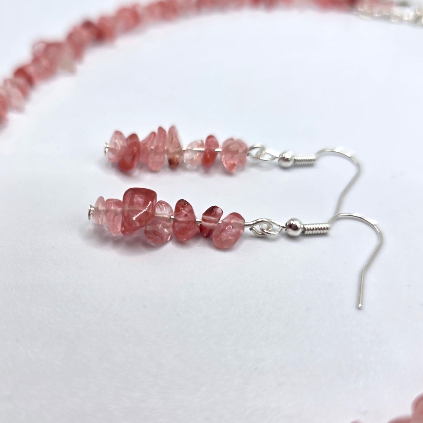 Cherry Blossom Chip Necklace and Earring Set