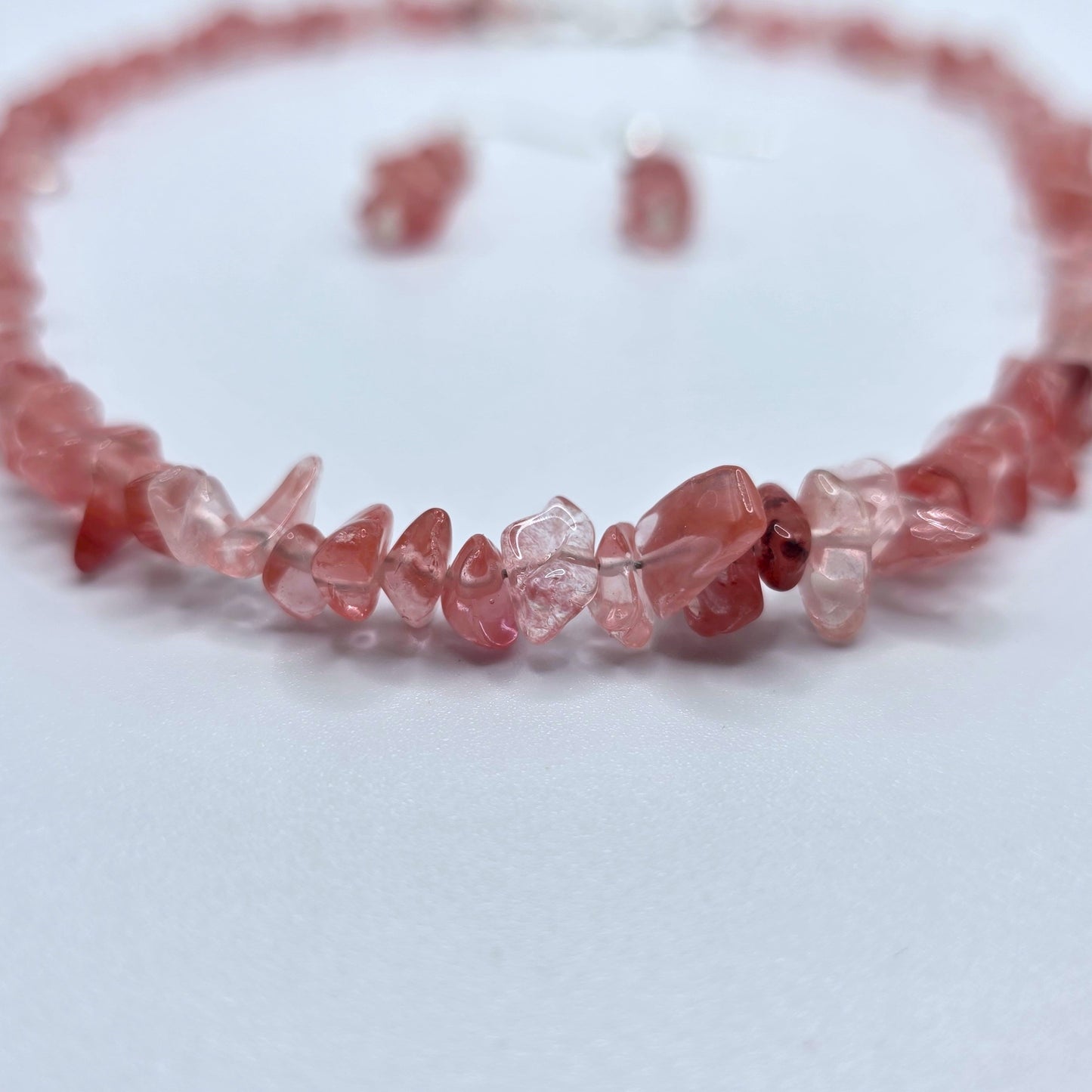 Cherry Blossom Chip Necklace and Earring Set