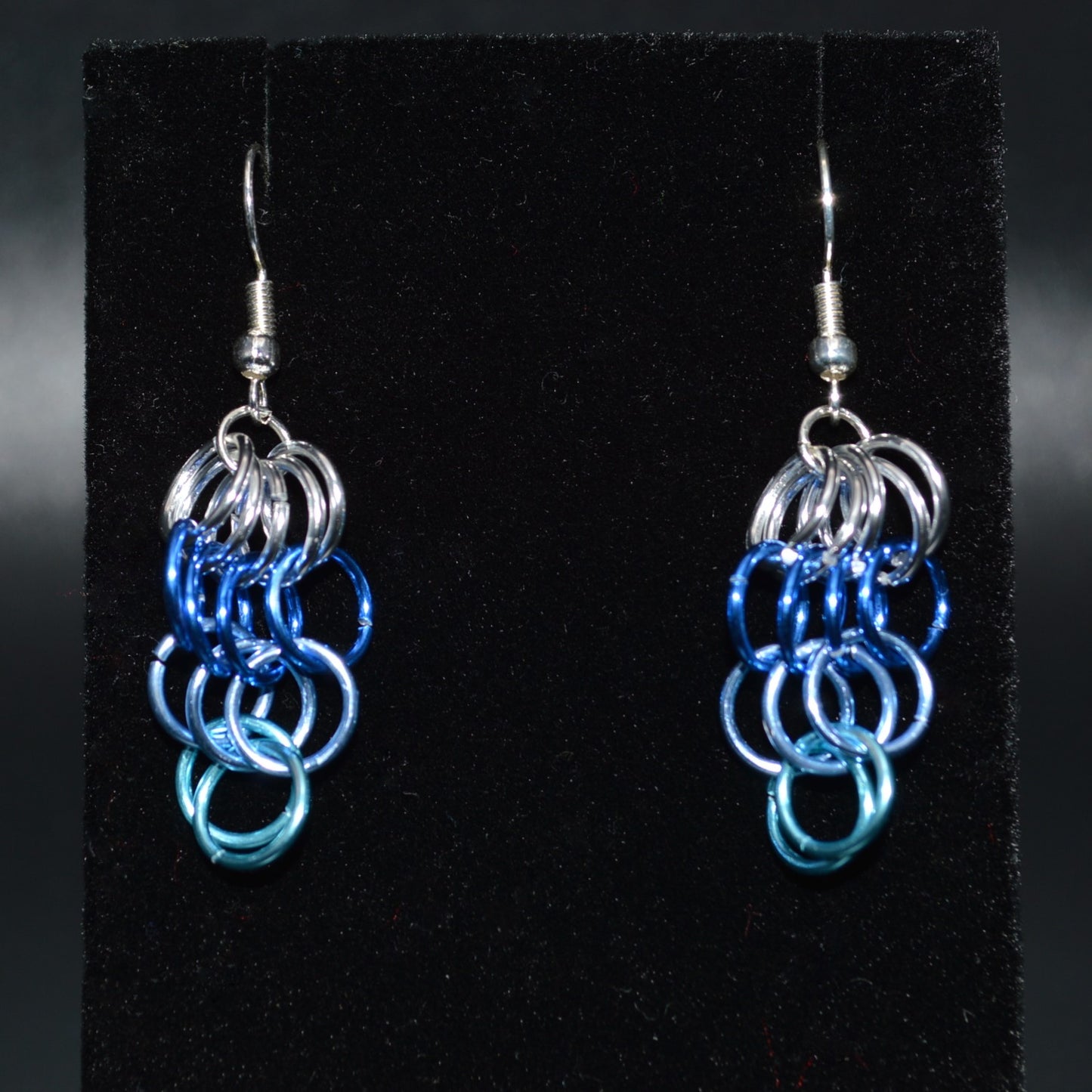 Blue and Silver Chainmail Earrings