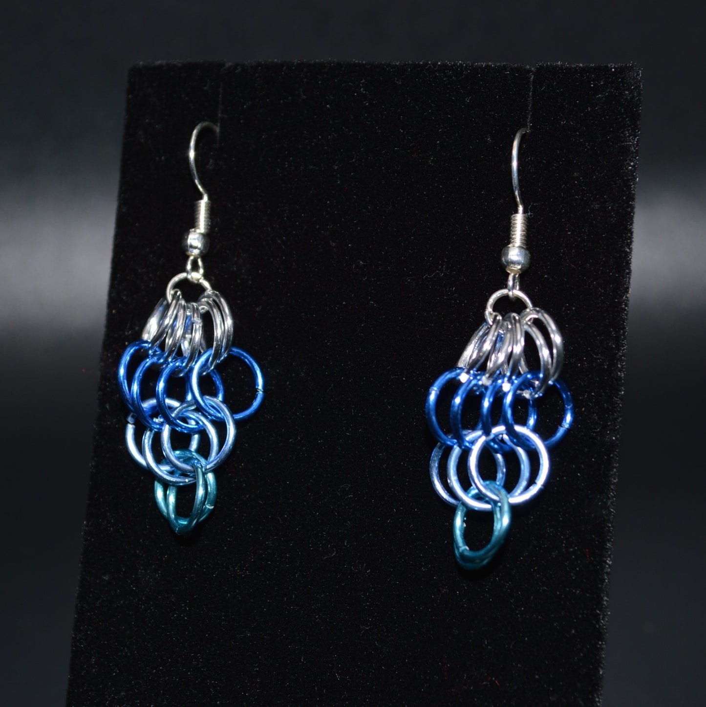 Blue and Silver Chainmail Earrings