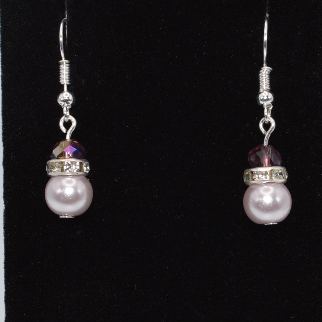 Amethyst Crystals and Lavender Pearl Earrings