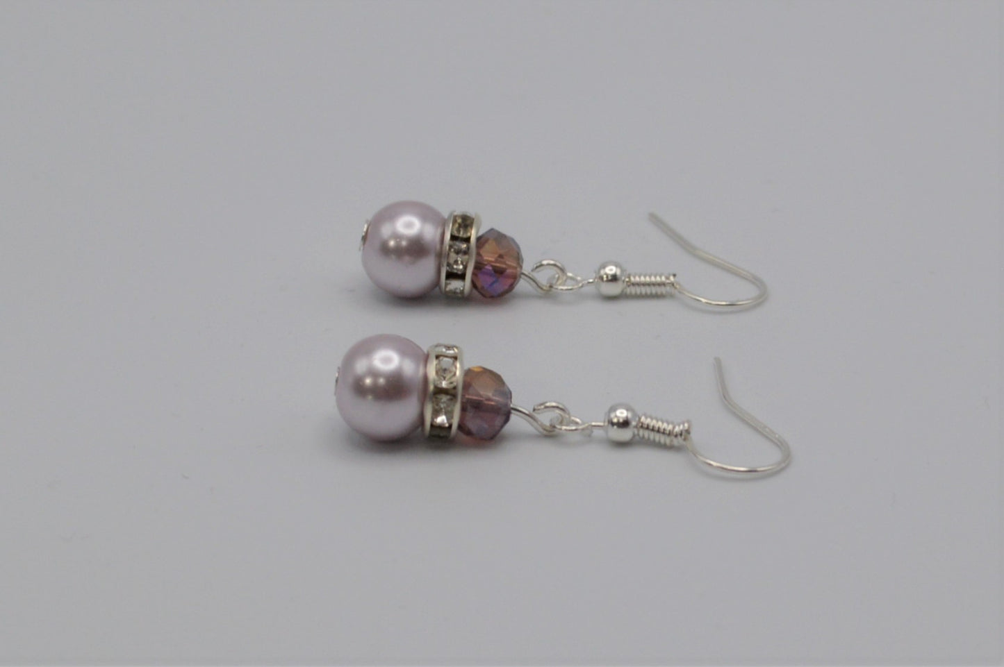 Amethyst Crystals and Lavender Pearl Earrings
