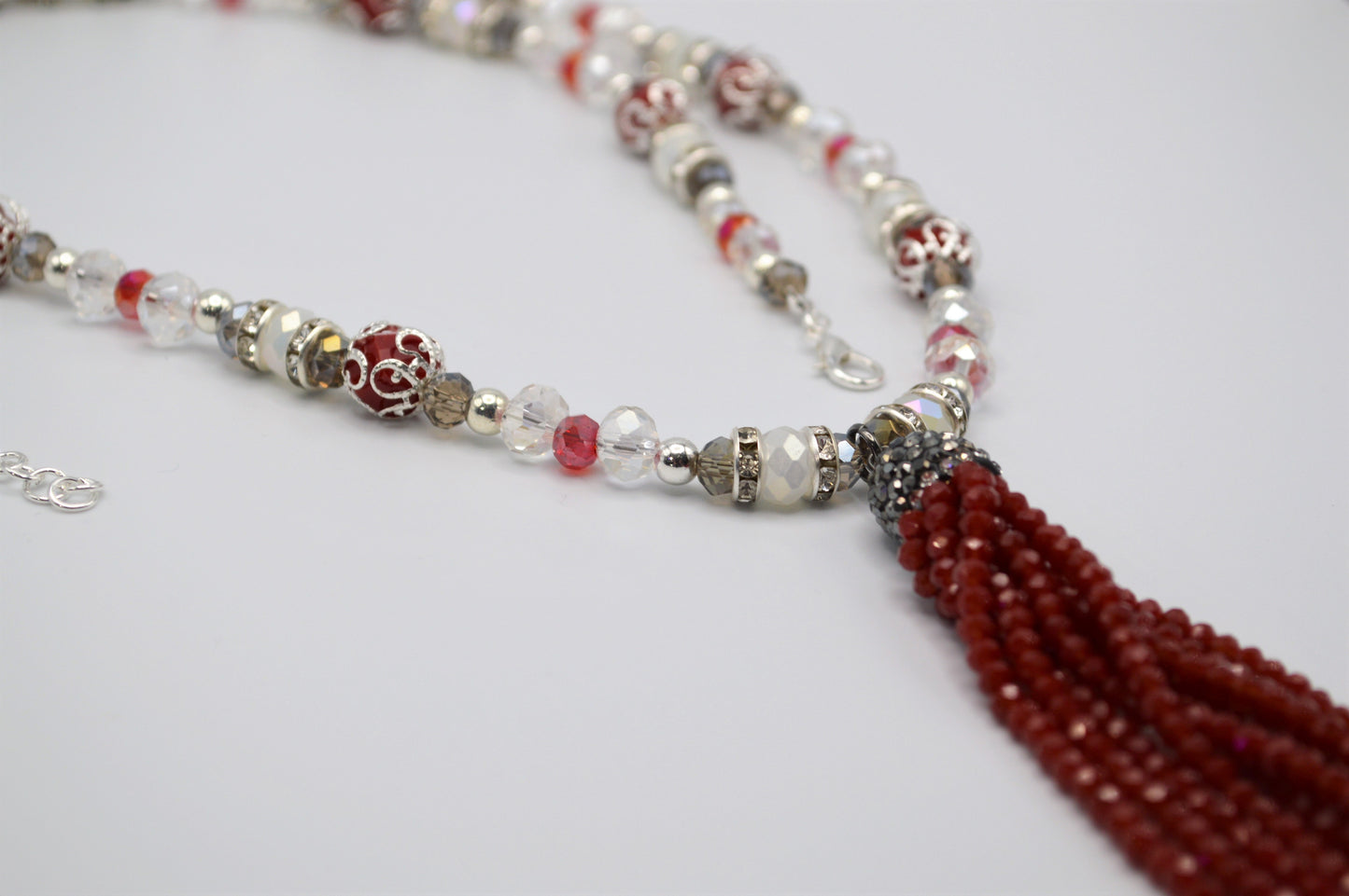 Red Crystal Tassel Necklace