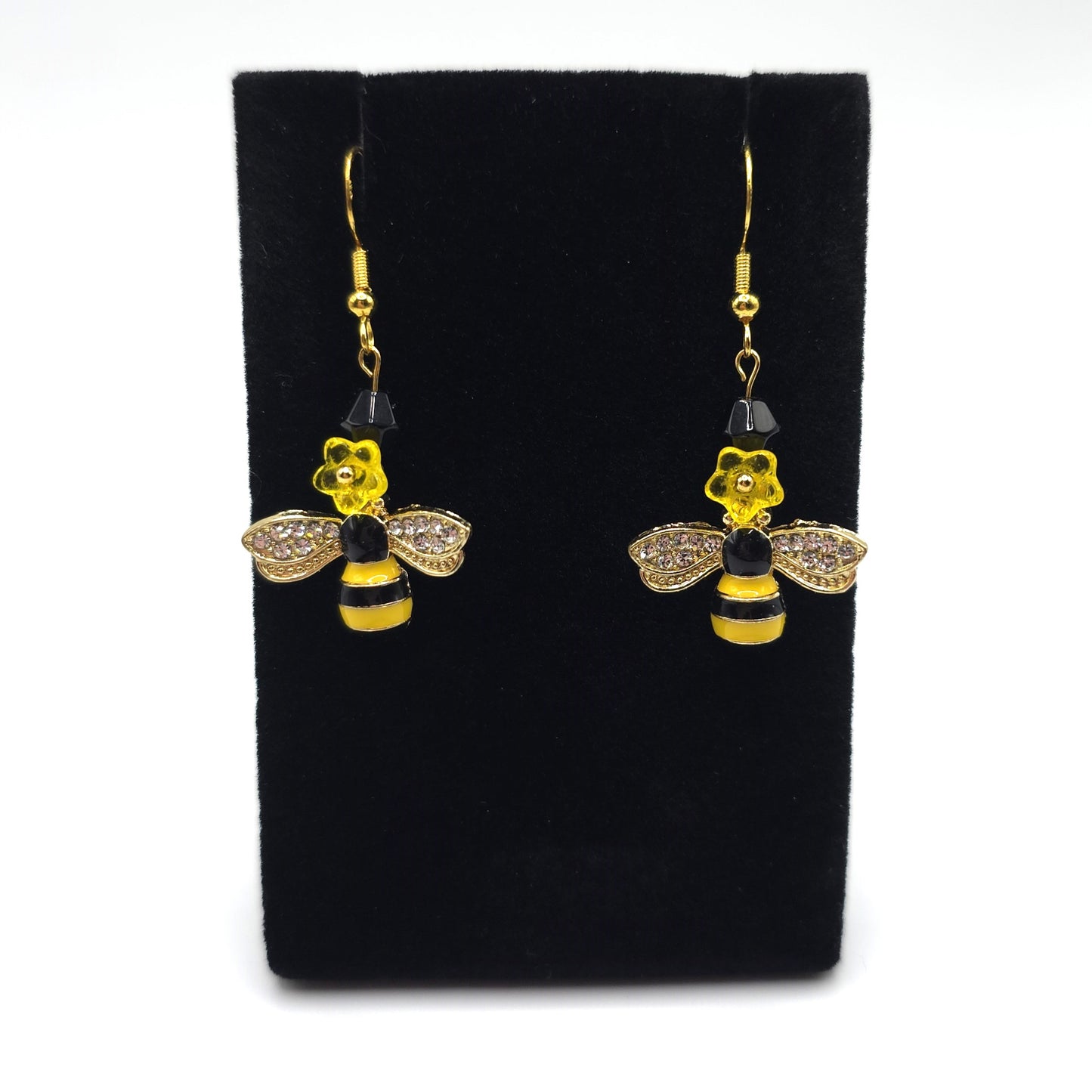 Bumble Bee on a Flower Earrings