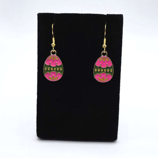 Hoppy Easter Pink and Green Egg Earrings