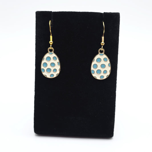 Hoppy Easter Blue Polka Dot Egg Earrings