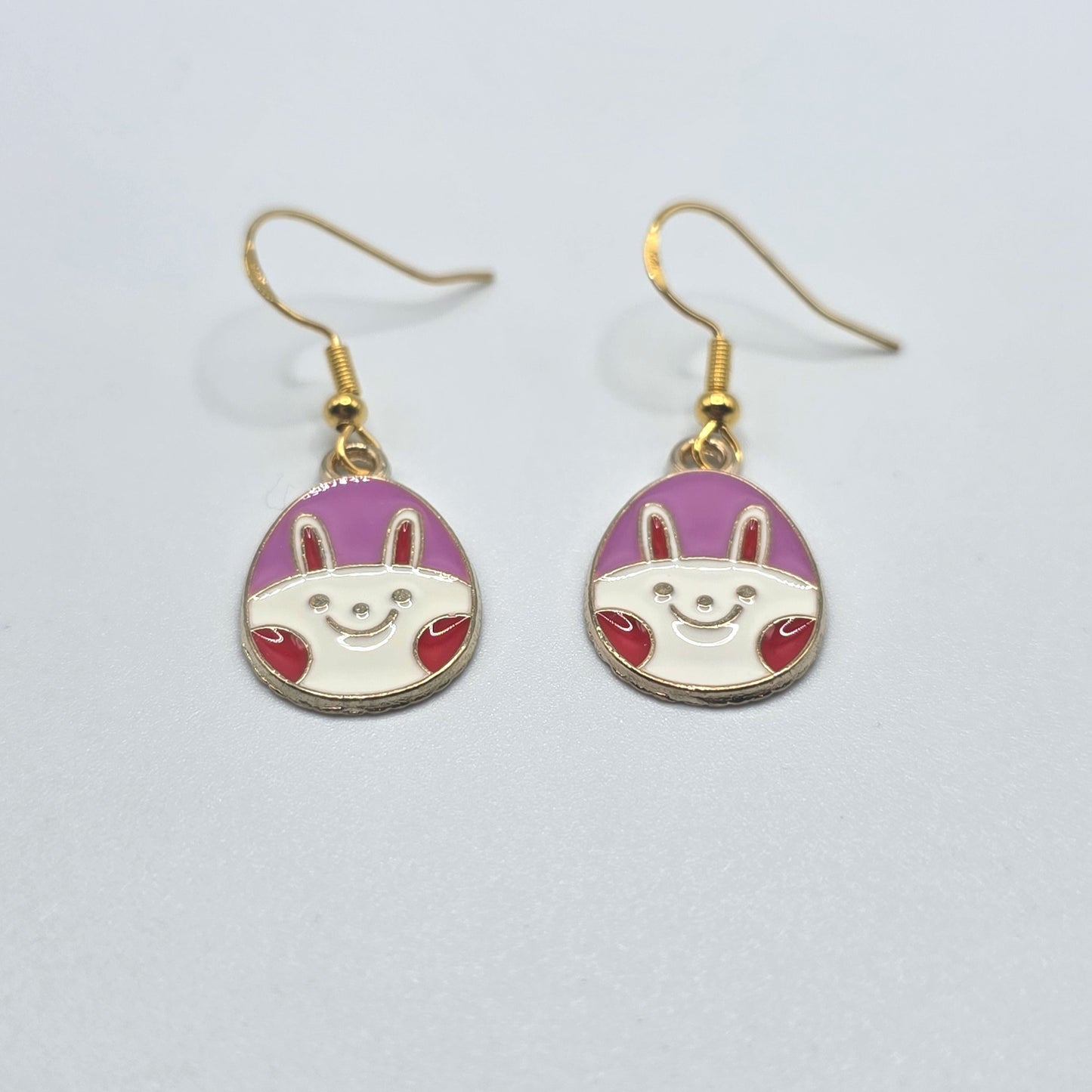 Hoppy Easter Rosy Bunny Egg Earrings
