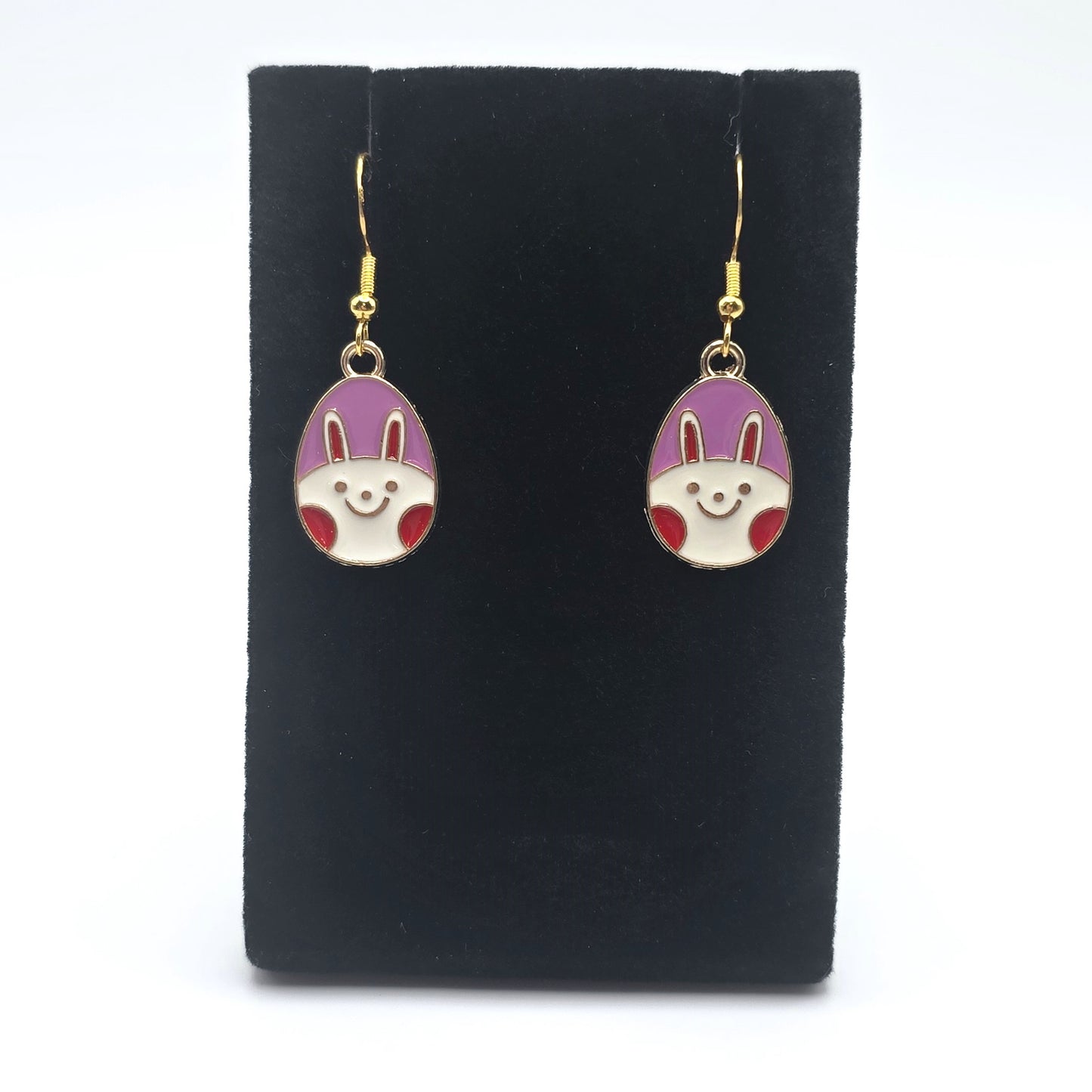 Hoppy Easter Rosy Bunny Egg Earrings