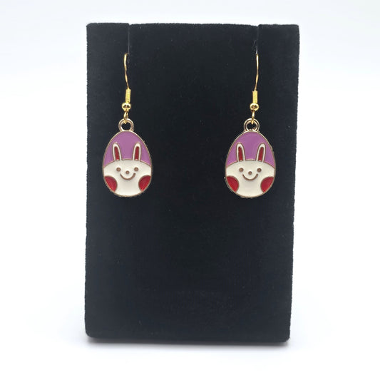 Hoppy Easter Rosy Bunny Egg Earrings