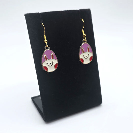 Hoppy Easter Rosy Bunny Egg Earrings