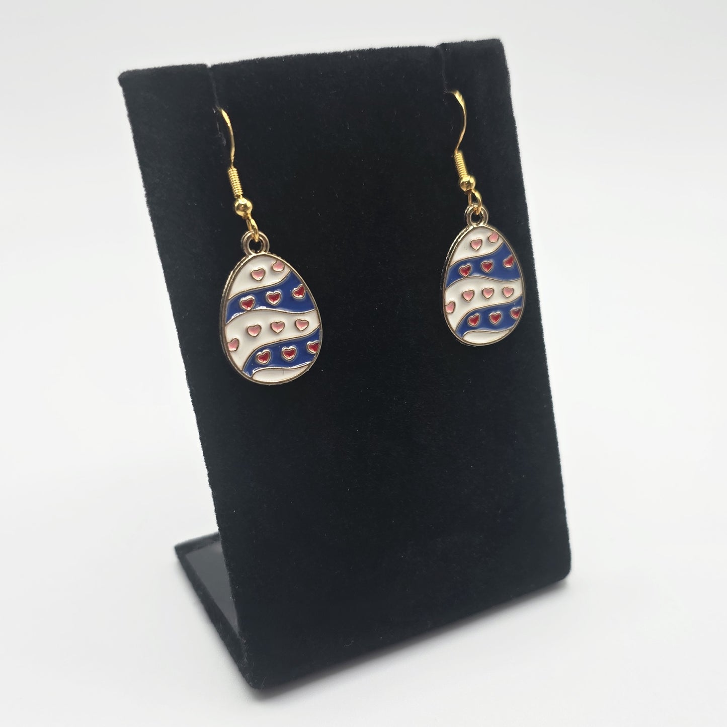Hoppy Easter Hearts and Stripes Egg Earrings