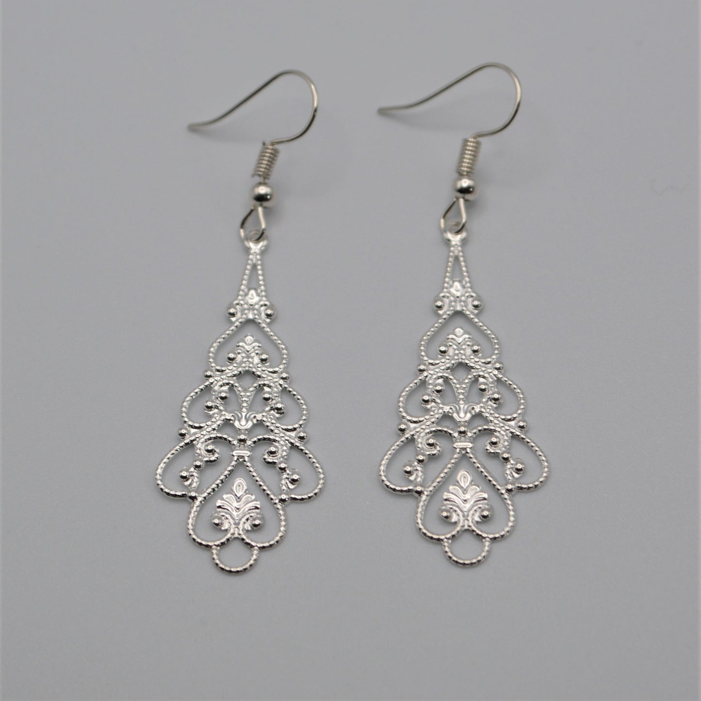 Silver Filigree Teardrop Earrings