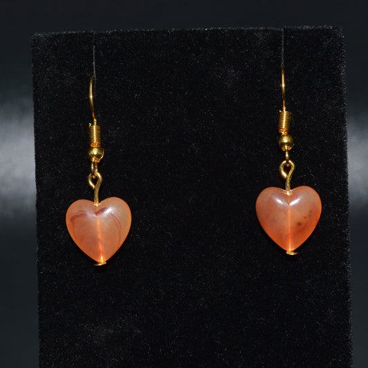 Acrylic Heart Earrings (Orange and Red Swirl)