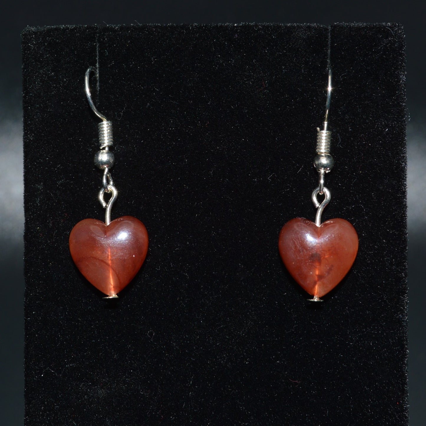Acrylic Heart Earrings (Orange and Red Swirl)